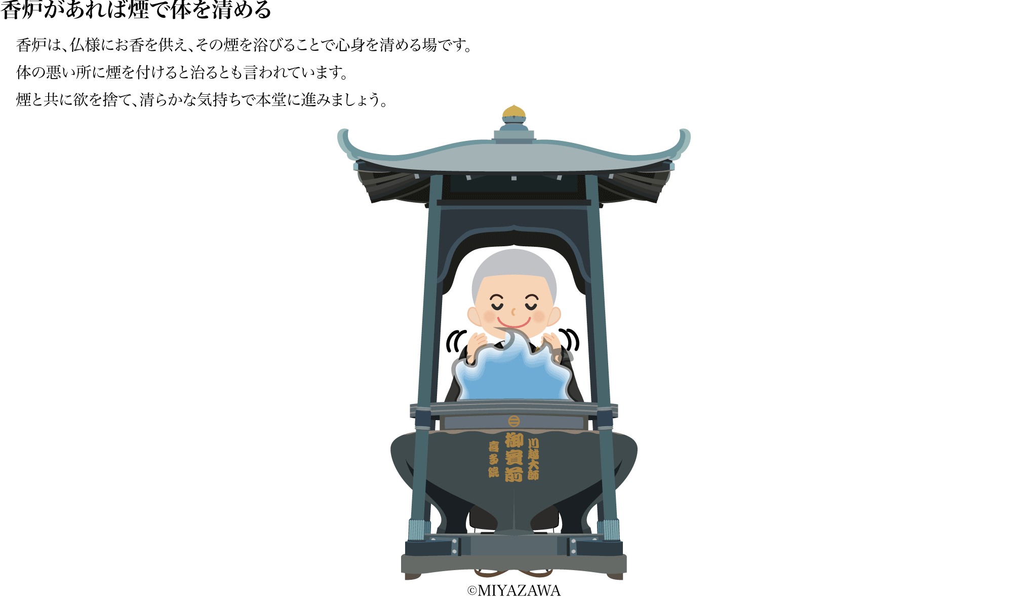 香炉があれば煙で体を浄める
